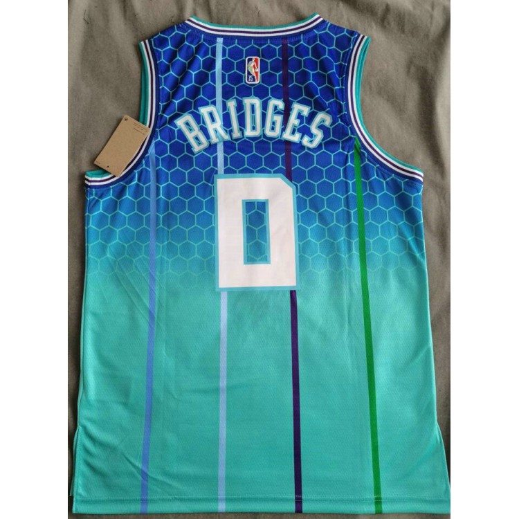 Maglia #0 Bridges Charlotte Hornets 21-22 city Blu con diamond logo