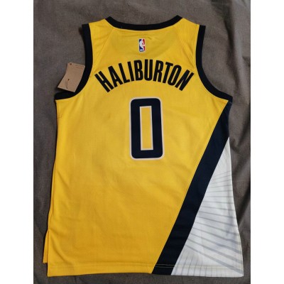 Maglia #0 Haliburton Indiana Pacers 22-23 Giallo Stampato