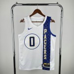 Maglia #0 Haliburton Pacers 20-21 city Bianco Stampato