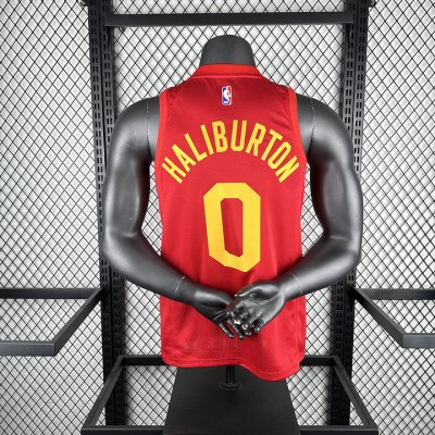 Maglia #0 Haliburton Pacers 2019-20 Vintage Rosso Stampato