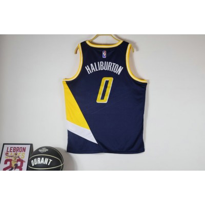 Maglia #0 Haliburton Pacers 21-22 city Blu Giallo