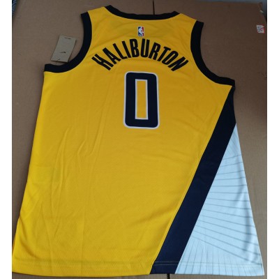 Maglia #0 Haliburton Pacers 22-23 Giallo Stampato