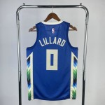 Maglia #0 Lillard Bucks 22-23 city Blu Stampato