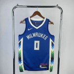 Maglia #0 Lillard Bucks 22-23 city Blu Stampato