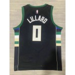 Maglia #0 Lillard Milwaukee Bucks 2022-23 Nero Ricamato