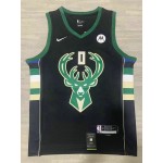 Maglia #0 Lillard Milwaukee Bucks 2022-23 Nero Ricamato