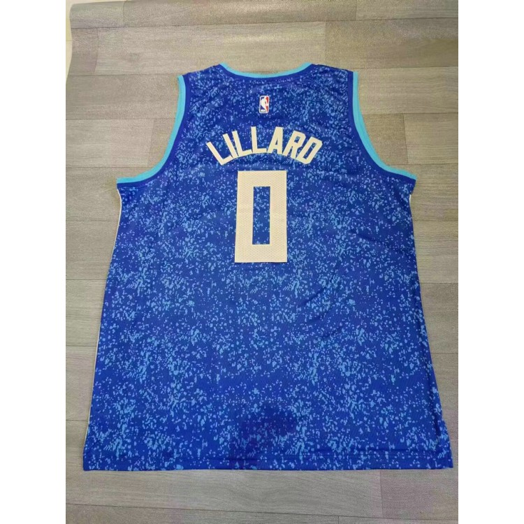 Maglia #0 Lillard Milwaukee Bucks 23-24 city Blu Ricamato