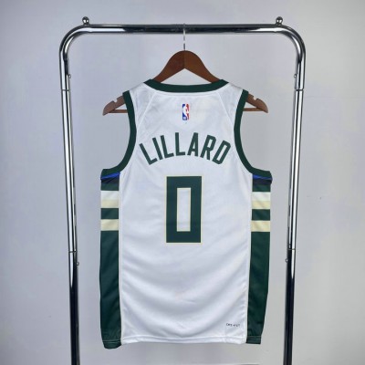 Maglia #0 Lillard Milwaukee Bucks Bianco