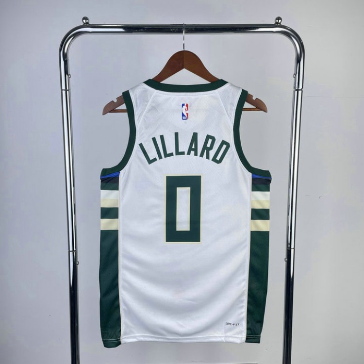 Maglia #0 Lillard Milwaukee Bucks Bianco