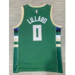 Maglia #0 Lillard Milwaukee Bucks Verde Ricamato