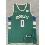 Maglia #0 Lillard Milwaukee Bucks Verde Ricamato