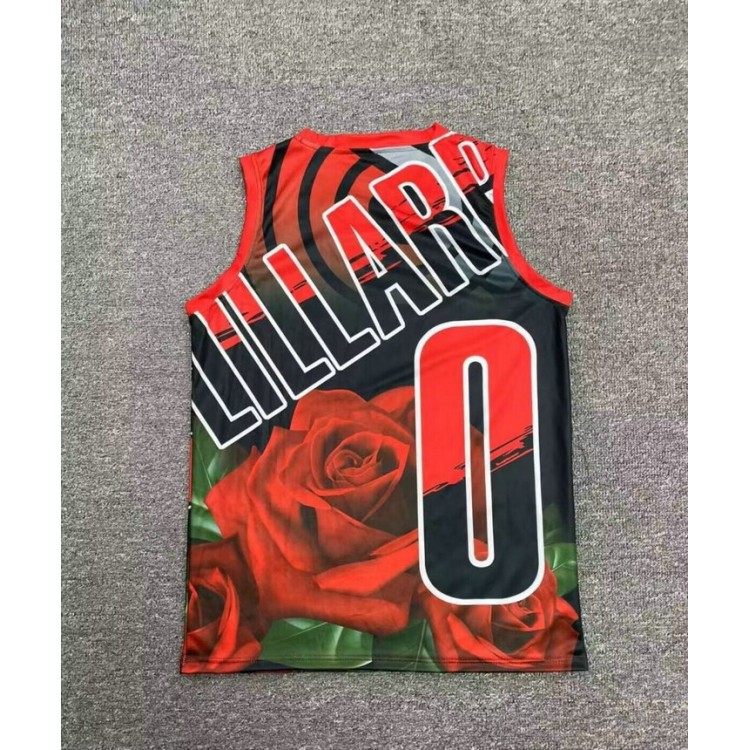 Maglia NBA 0 Lillard ripciy Hip hop basketball