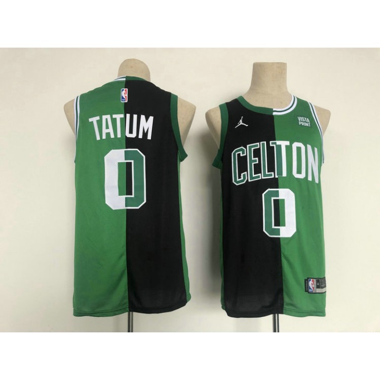 Maglia #0 Tatum Boston Celtics split Nero Verde Ricamato