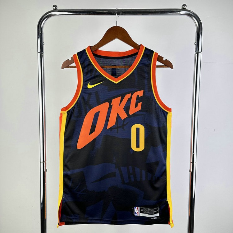 Maglia NBA 0 Westbrook OKC Thunder 23-24 city Stampato