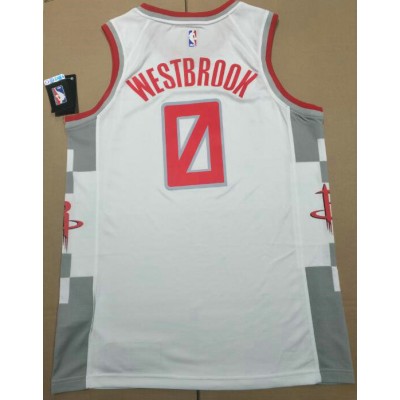 Maglia NBA 0 Westbrook Rockets 19-20 City Bianco Stampato