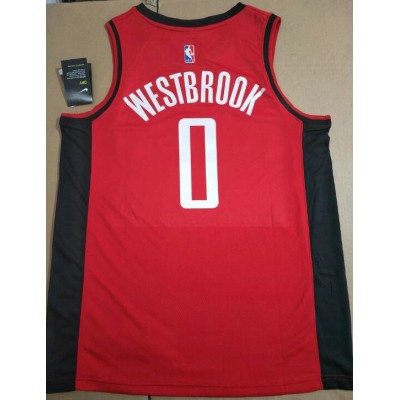 Maglia NBA 0 Westbrook Rockets 2019 Rosso Stampato