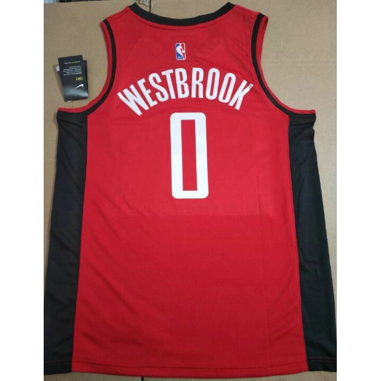 Maglia NBA 0 Westbrook Rockets 2019 Rosso Stampato