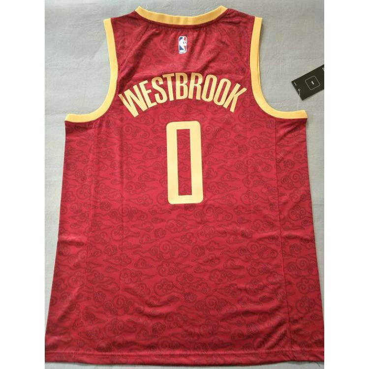 Maglia NBA 0 Westbrook Rockets Rosso Con Chinese