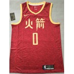 Maglia NBA 0 Westbrook Rockets Rosso Con Chinese