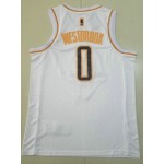 Maglia NBA 0 Westbrook Rockets Bianco Golden Edition Ricamato