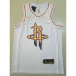 Maglia NBA 0 Westbrook Rockets Bianco Golden Edition Ricamato