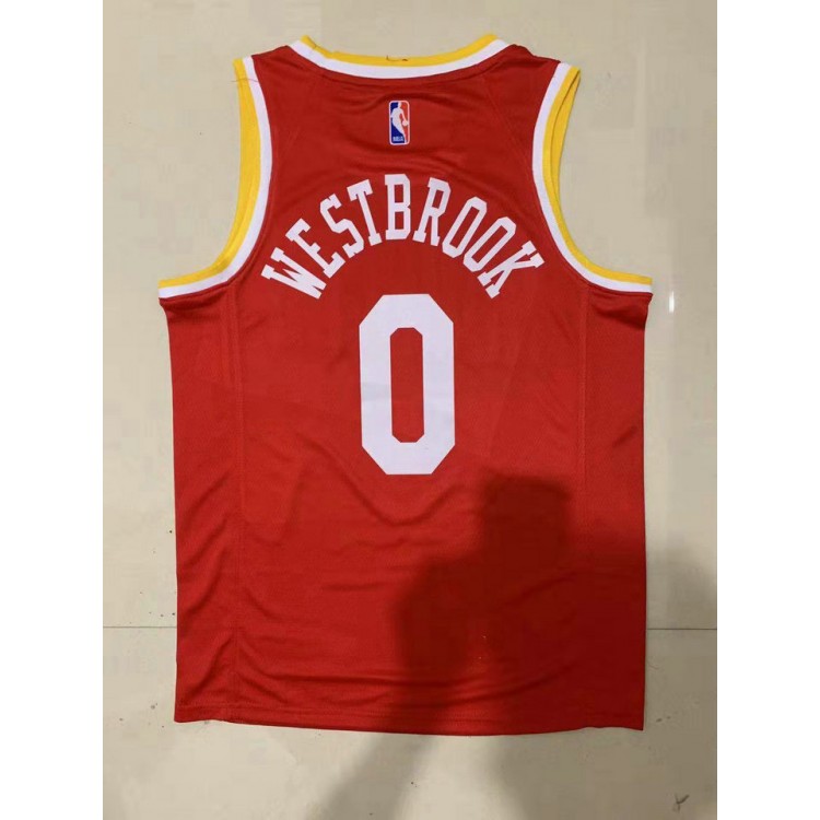 Maglia NBA 0 Westbrook Rockets Retro Rosso Stampato