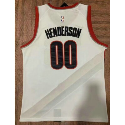 Maglia NBA 00 Henderson Portland Trail Blazers Bianco Ricamato