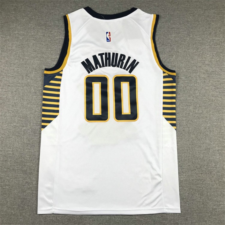 Maglia #00 Mathurin Pacers 22-23 Bianco Ricamato