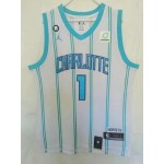 Maglia #1 Ball Charlotte Hornets 22-23 Bianco Ricamato