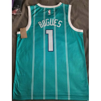 Maglia #1 Bogues Hornets Blu Personalizzato Stampato