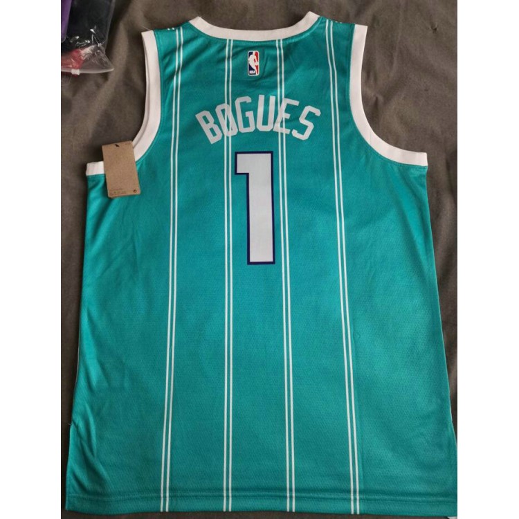 Maglia #1 Bogues Hornets Blu Personalizzato Stampato