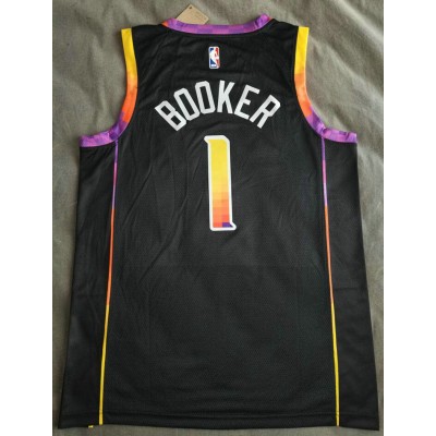 Maglia NBA 1 Booker Phoenix Suns Nero 2022-23 Statement Edition Stampato