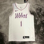 Maglia NBA 1 Edwards Timberwolves 18-19 Earned Bianco Stampato