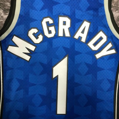 Maglia #1 Tracy Mcgrady Magic 2000-01 Vintage Blu Stampato