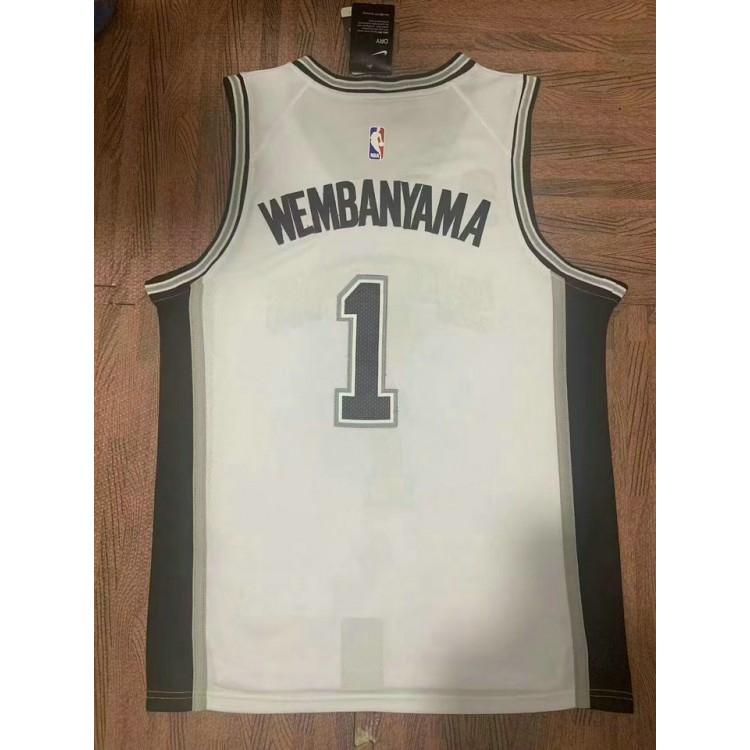 Maglia NBA 1 Wembanyama San Antonio Spurs Bianco Ricamato