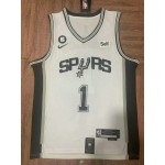 Maglia NBA 1 Wembanyama San Antonio Spurs Bianco Ricamato