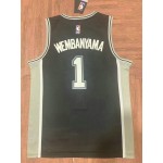 Maglia NBA 1 Wembanyama San Antonio Spurs Nero Ricamato