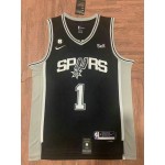 Maglia NBA 1 Wembanyama San Antonio Spurs Nero Ricamato