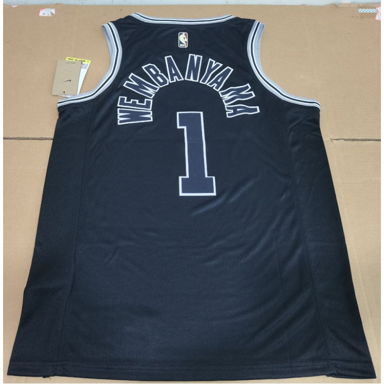 Maglia NBA 1 Wembanyama Spurs 22-23 Classic Nero Con Ricamato logos