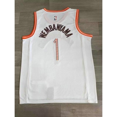 Maglia NBA 1 Wembanyama Spurs 23-24 city Bianco Ricamato