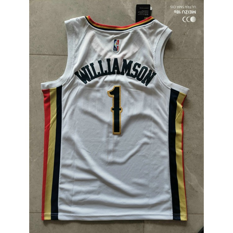 Maglia NBA 1 Williamson Pelicans 21-22 city Bianco Ricamato