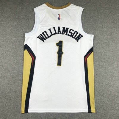 Maglia NBA 1 Williamson Pelicans Bianco Con all patches Ricamato