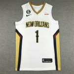 Maglia NBA 1 Williamson Pelicans Bianco Con all patches Ricamato