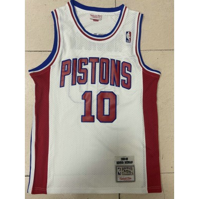 Maglia #10 Rodman Pistons Mitchell & Ness Bianco