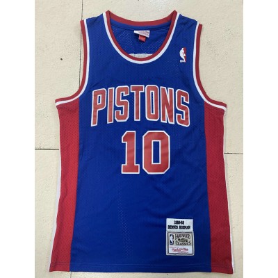 Maglia #10 Rodman Pistons Mitchell & Ness Blu