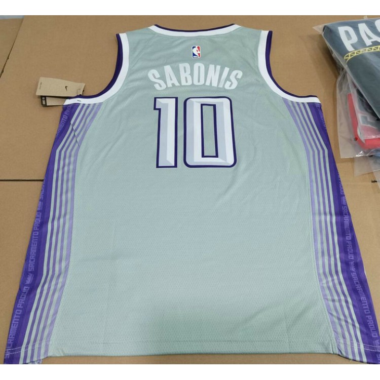 Maglia NBA 10 Sabonis Sacramento Kings 22-23 city Grigio con Toppe Stampato