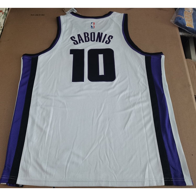 Maglia NBA 10 Sabonis Sacramento Kings Bianco Con sponor logo