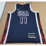 Maglia 11 Embiid 2024 USA Team Blu Navy con stripe Uomo