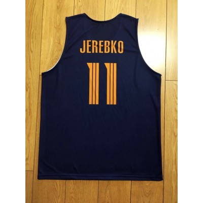 Maglia 11 Jerebko Moscow Region Khimki Basketball Blu Navy Uomo