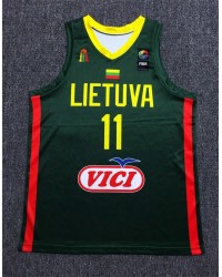 11 Sabonis 2019 FIBA Basketball World Cup Lithuania Team Verde Maglia Uomo